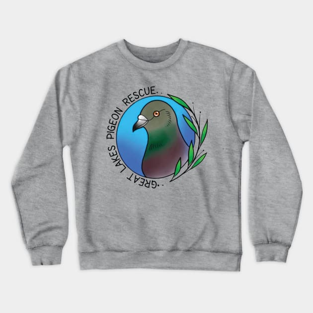 Great Lakes Pigeon Rescue Logo - Black Letters Crewneck Sweatshirt by Great Lakes Pigeon Rescue